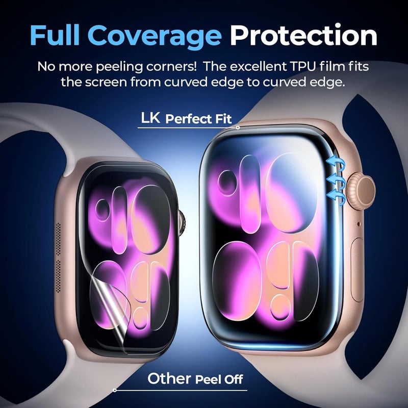 LK 8 Pack for Apple Watch Series 11 Screen Protector 42mm [Upgrade Soft TPU Film - Strong Absorption] Self-Healing, HD Ultra-Thin 42mm Screen Protector for iWatch Accessories, High Touch Screen Cover - Image 4